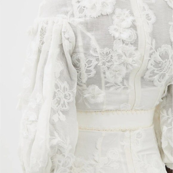 Zimmermann Postcard Appliqué Linen and Silk Dress AU 1 - Picture 8 of 11